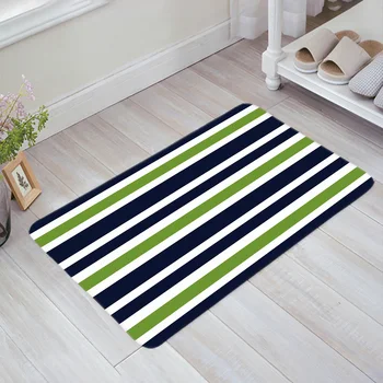 

Simple Blue Green Stripes Doormat Non-slip Rug Soft Bath Mats Bathroom Supplies Carpet Living Room