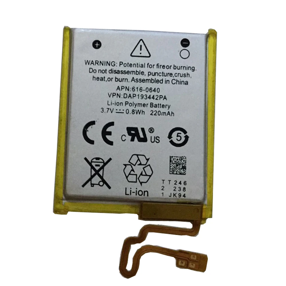 

10PCS Cell Mobile Phone 3.7V 220mAh Battery For ipod Nano7 7G 7th Generation MP3 Li-Polymer Batteries Smart Phone Repair
