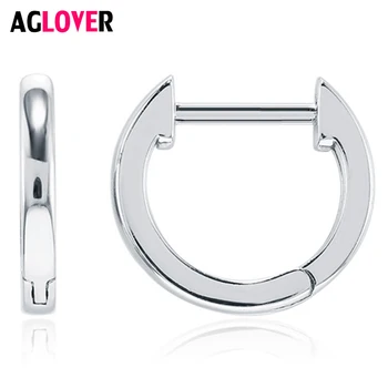 

AGLOVER 925 Sterling Silver Multicolor Round Smooth Simple Earrings For Women Fashion Wedding Jewelry Birthday Gift