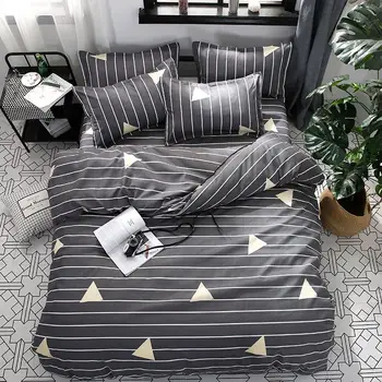 

Geometric Stripe Printed 4pcs Girl Boy Bed Cover Set Duvet Cover Adult Child Bed Sheet Pillowcases Comforter Bedding Set 61014