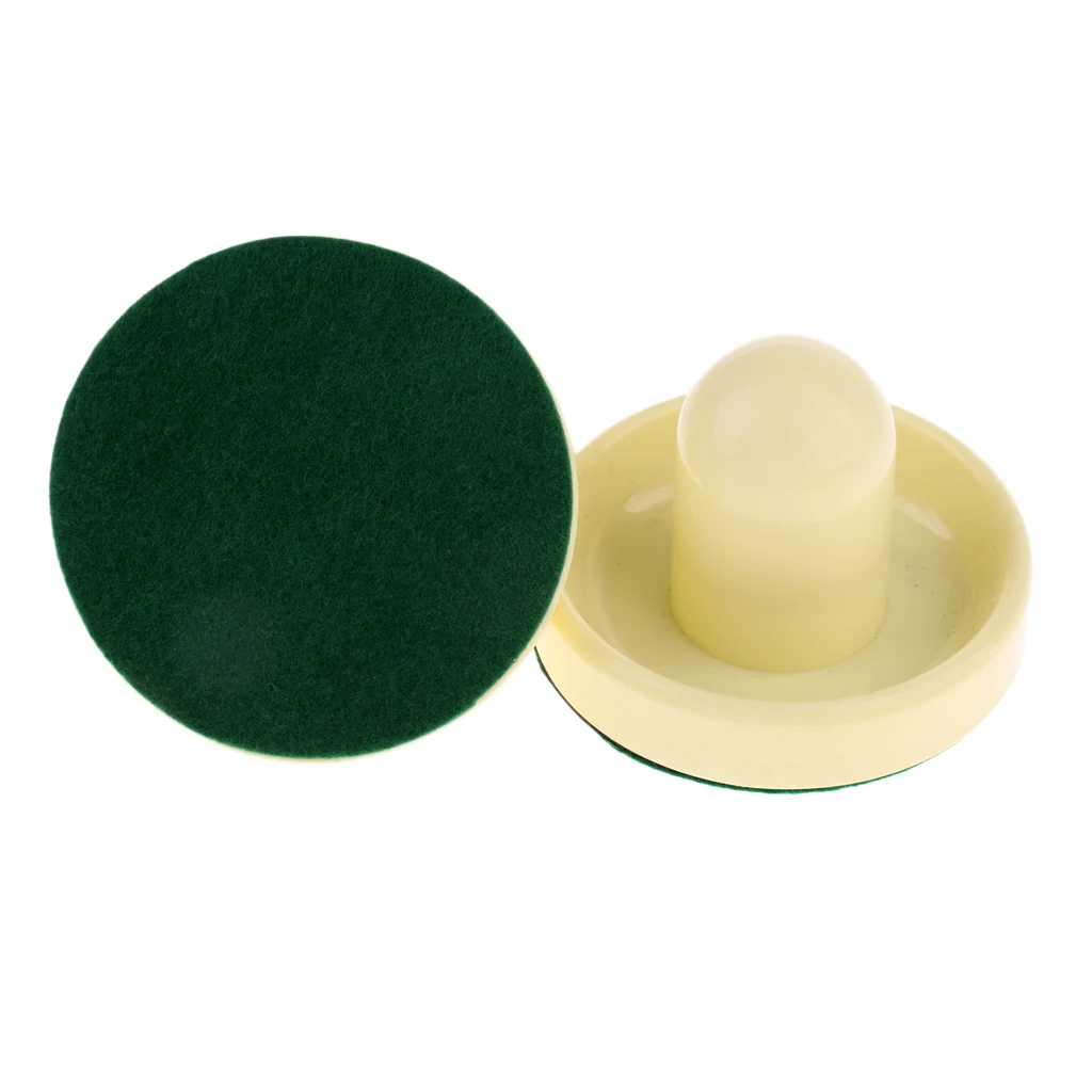 2 Packs 95mm Air Hockey Replacement Felt Pushers Handles Paddles Beige