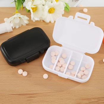 

4 Grids Pill Drug Box Splitter Case Container Portable Tablet Medicine Storage Holder Organizer