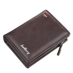 Brand Men's Vintage PU Leather Wallet with Zipper Coin Pocket and Card Holder (D3216 coffee)