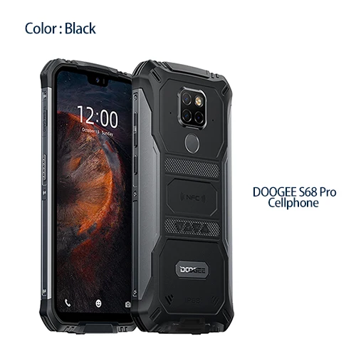 Standard-Black DOOGEE S68 Pro, прочный телефон Helio P70, четыре ядра, 6 ГБ, 128 ГБ, Беспроводная зарядка, IP68, водонепроницаемый, NFC, 6300 мА/ч, 12В, 2 А, зарядка, 5,9 дюймов, FHD - Цвет: Standard-Black