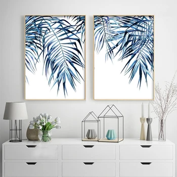 

Tropical Modern Hamptons Wall Art Canvas Painting Pictures Palm Leaf Nordic Posters and Prints for Living Room Home Wall Decor