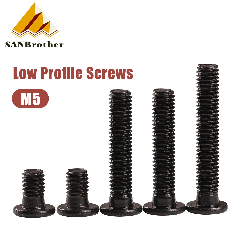 3D Printer Parts M5 Low Profile Screws M5*6/8/10/12/15/20/25/30mm black color M5 Low Profile Screws