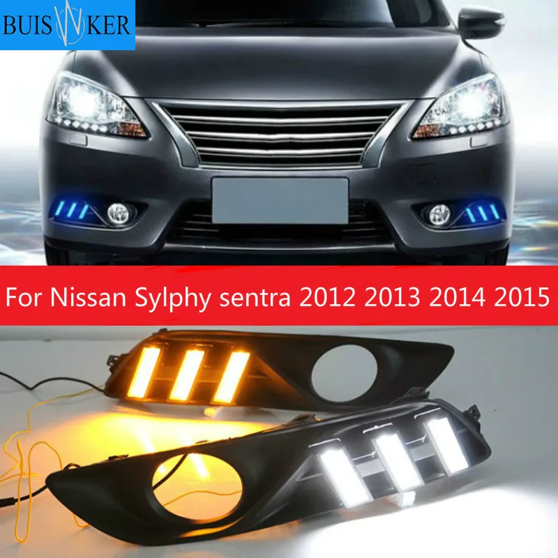 

1 комплект для Nissan Sylphy sentra 2012 2013 2014 2015 светодиодный ные дневные ходовые огни дневсветильник свет Водонепроницаемая сигнальная лампа