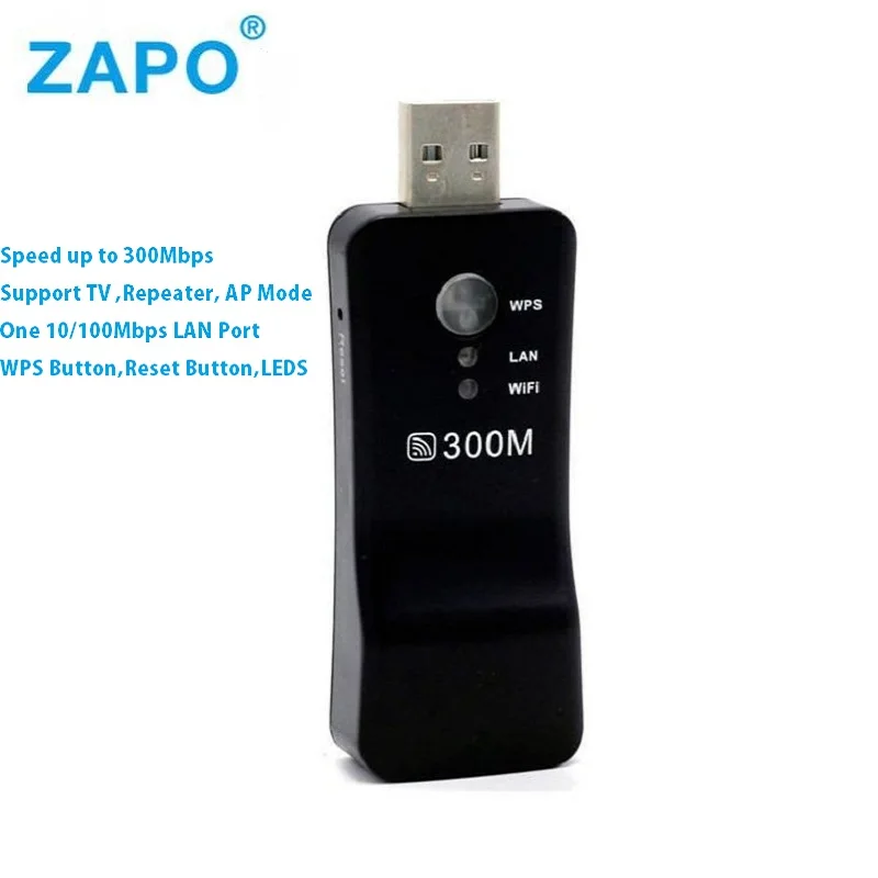 ZAPO 300 Мбит/с беспроводной ТВ сетевой адаптер/WiFi расширитель диапазона мост усилитель сигнала ретрансляторы wi fi для samsung Sony LG любого ТВ