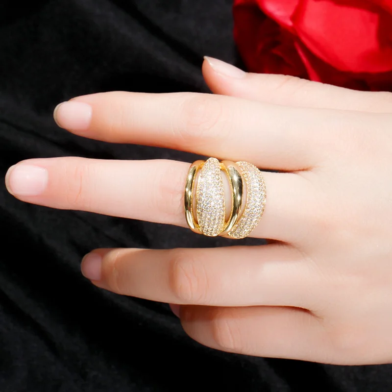 Pera Luxury Resizable CZ Zircon Silver Wedding Ring