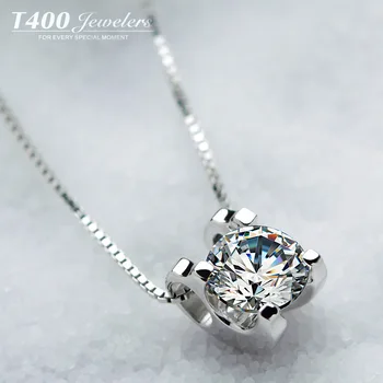 

Solitaire 2ct Diamond cz Pendant 925 sterling silver Party Wedding Pendant chain necklace for women Bridal Jewelry Gift