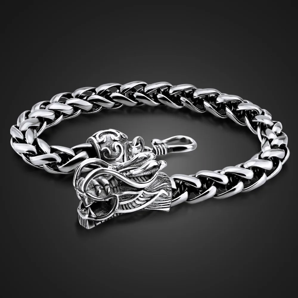 Ретро моды мужской тайский серебряный браслет стерлингового серебра 925 8 mm20cm