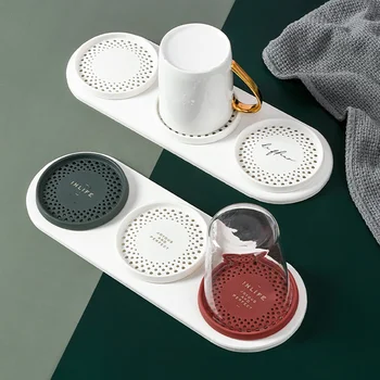 

Cup Holder Quick Dry Dish Excretion Water Rack Cup Storage Shelf for Home Bathroom Kitchen Diatom Mud Drain Cup Holder