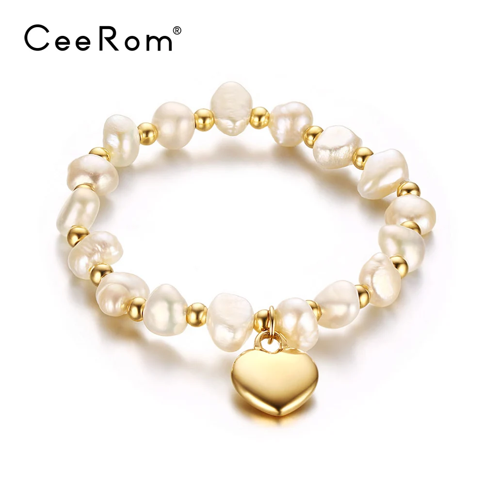 Женский Браслет манжета CeeRom браслет из нержавеющей стали золотого цвета с