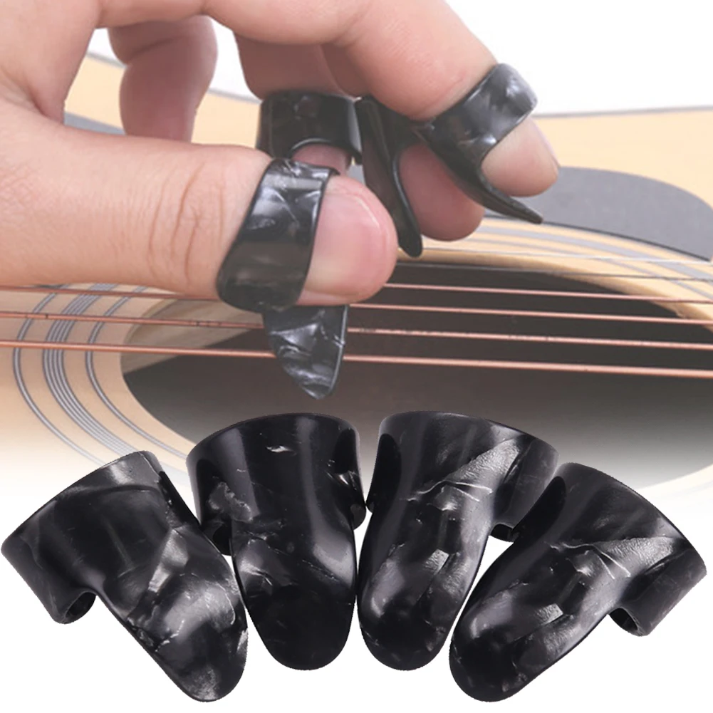 

4Pcs Musical Instrument Finger Nail Thumb Guitar Pick Bass Electric Lightweight Ukulele Acoustic Portable Smooth Celluloid Gift