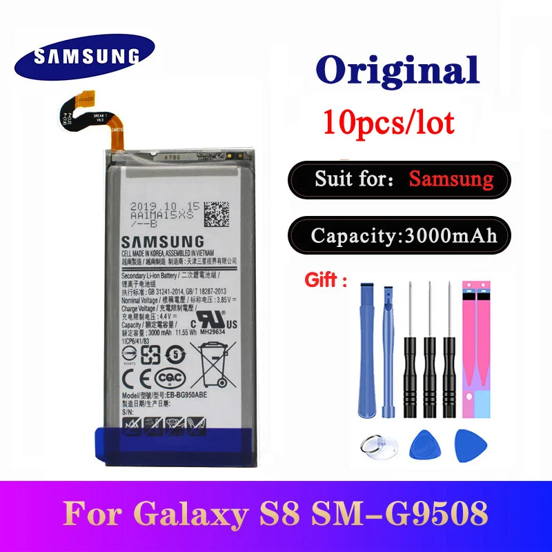 Оригинальный аккумулятор 10 шт./лот для Samsung Galaxy S8 SM-G9508 G9508 G9500 G950U G950F сменная