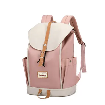 

New Korean Backpack Campus Middle School Student Bag Solid Color Large Capacity Travel Backpack