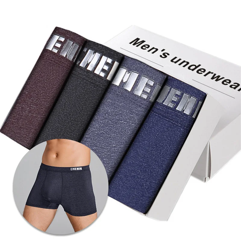 

4pcs/lot Men's Underwear Cotton Boxers Man Breathable Panties Solid Shorts Brand Underpants Men Underwear Boxers Underware Cueca