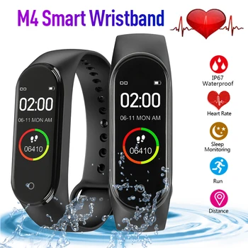 

Fitness Running Pedometer M4 Smart Band Wristband Heart Rate Blood Pressure Monitor Sports Step Counter Bluetooth Pedometer
