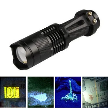 

UV Flashlight Ultra Violet Light 365nm Mini lED UV Black Flashlight Pet Urine Stains Detector Scorpion Hunting Use AA Battery