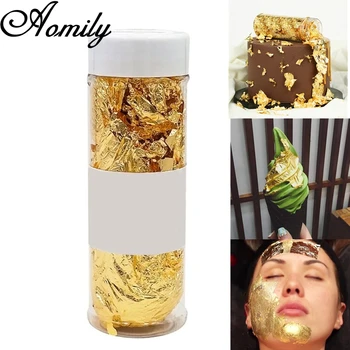 

Aomily 2/3/5g Edible Grade Genuine Gold Leaf Flake Cooking Drink Food Dessert Cake Ice Cream Safety Decoration Face Beauty Mask