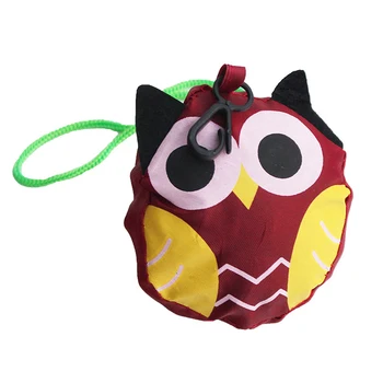 

Owl Pattern Polyester Large Capacity Supermarket Daily Wear Resistant Foldable With Strap Cute Cartoon Durable Shopping Bag