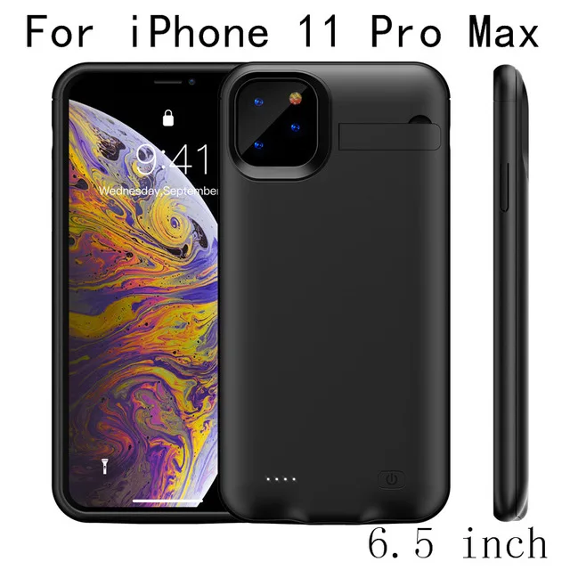 Для iPhone 11 Pro Max портативный внешний аккумулятор для iPhone 11 Расширенный чехол для аккумулятора телефона для iPhone 11Pro зарядное устройство Поддержка аудио - Color: Black For 11 Pro Max