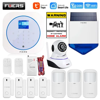 

FUERS WIFI GSM Alarm System Wireless Home Burglar Security Alarm System Tuya APP Control Siren Motion Mobile phone monitoring