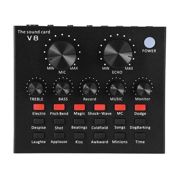 

Mini Sound Mixer Board Live Broadcast DJ Sound Mixer Sound Card for Computer Phones Singing Recording