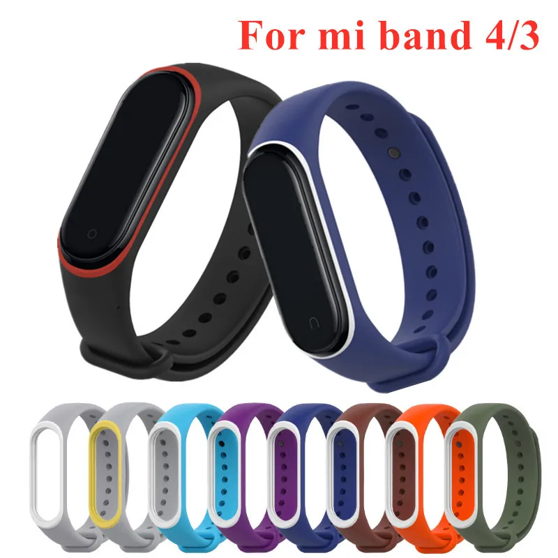 Силиконовый ремешок для Xiaomi Mi Band 4 3 сменные двухцветные ремешки браслета