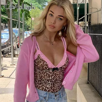 

Lace Patchwork y2k Cute Tops for Women Leopard Printed Sexy Sleeveless Tops Camis Clubwear Summer Backless 90s Top Cuteandpsycho