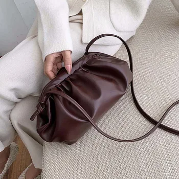 

For Women 2020 Solid Color PU Leather Clouds Crossbody BagsFashion Shoulder Messenger Bag Lady Travel Handbags
