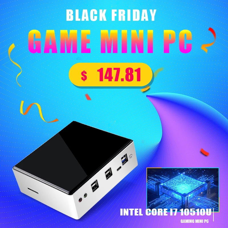 Новый выпуск 10th Gen Мини ПК Intel i7 10710U i5 8250U 6 * Core 2 DDR4 M.2 NVMe NUC компьютер Windows 10 Linux WiFi USB C