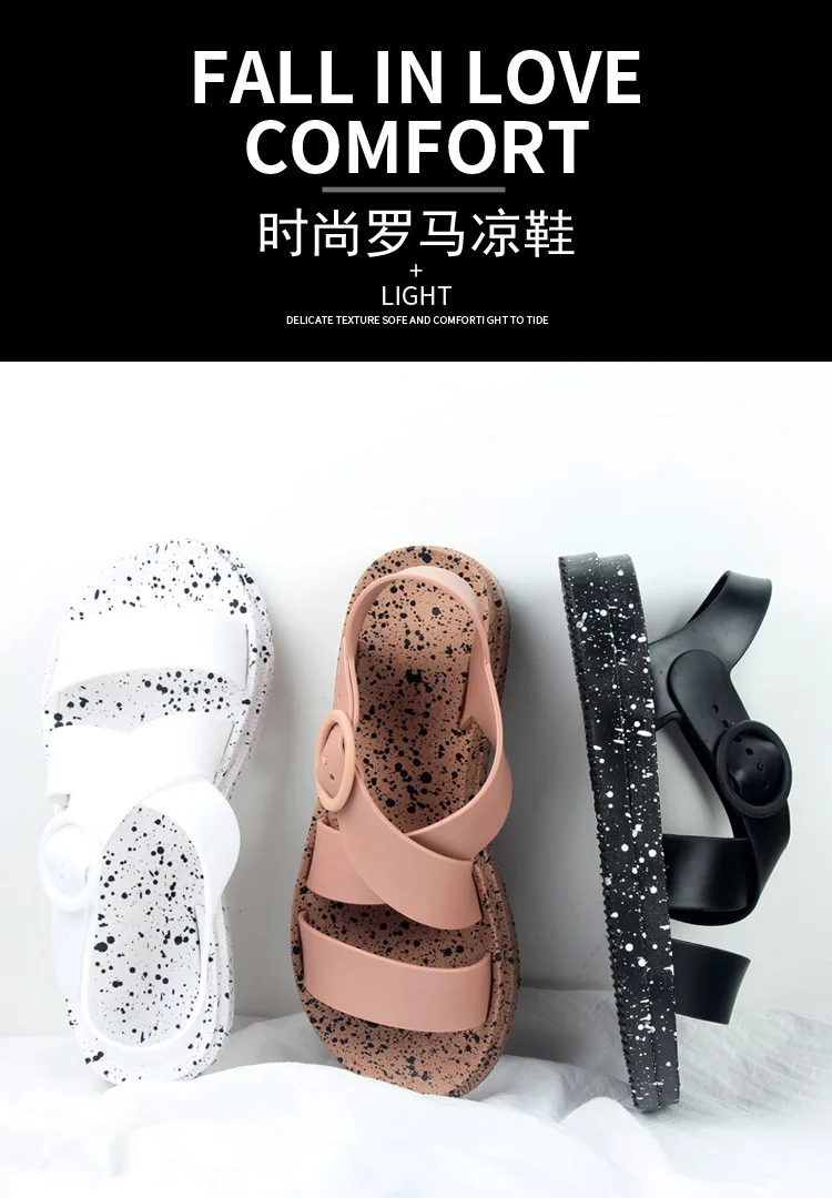 Плоские сандалии женские летние новые стильные туфли в римском стиле на толстой платформе простые универсальные туфли в Корейском стиле