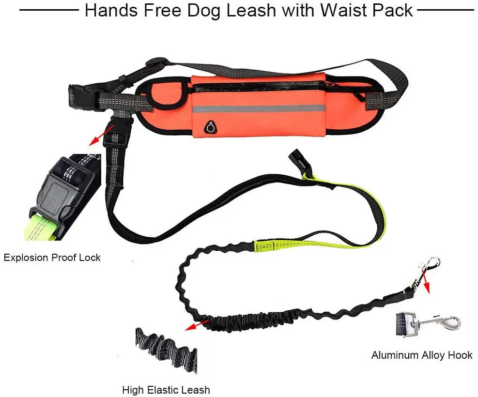 AIMENG поводок для собак Hands Free для бега, тренировочная ходьба, многофункциональная поясная сумка с регулируемым поясом и эластичным выдвижным