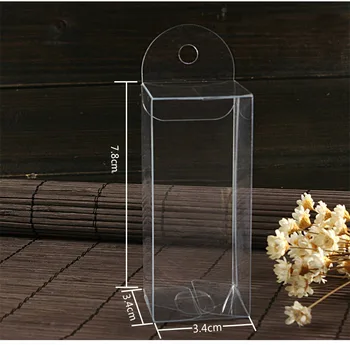 

50pcs 3.4*3.4*7.8cm clear plastic pvc hook box packing boxes for gift/Phone/candy/cosmetic/craft square transparent pvc Box