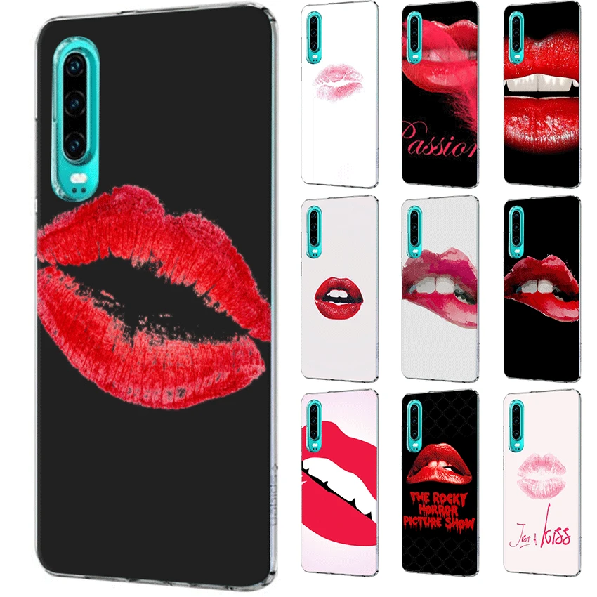 

Mobile Phone Case For Honor 6A 6C 7A 7X 8 8X 8C 9 9X 10 20 Lite Pro Hard Cover Sexy Red Lips Shell