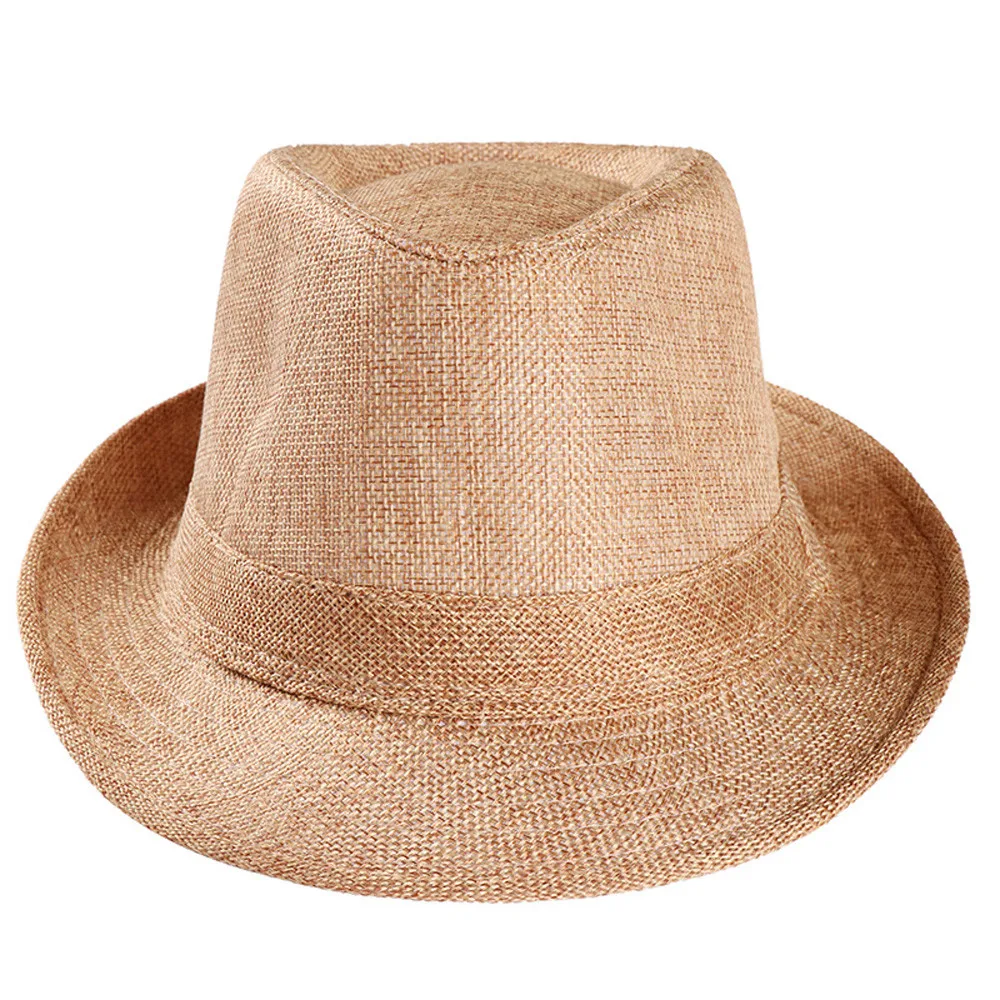 

Unisex Casual Beach Trendy Sun Straw Cap Fashion Summer Jazz Trilby Gangster Hat Women Men Cowboy Sunhat Gangster Cap &&8