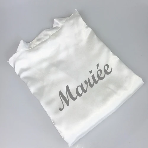 mariee silver Темно-Красного цвета для невесты халат кимоно женские Сатиновые туфли французский mariée французский Demoiselle d'honneur свадебное кимоно soeur de la mariée халаты - Цвет: mariee silver