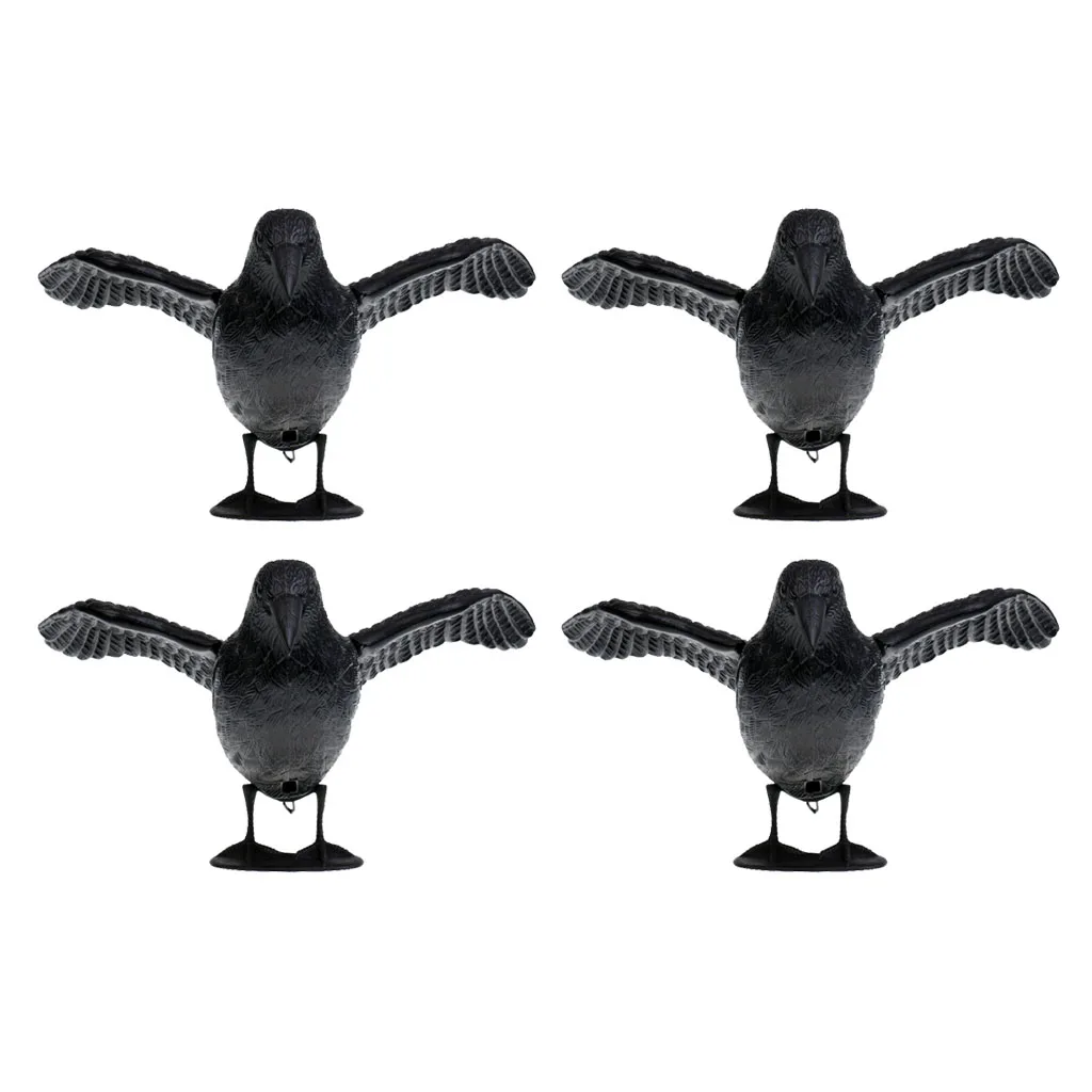 4pcs Fake Realistic Hunting Decoy Bird Crow Scarer Scarecrow Hunting Garden
