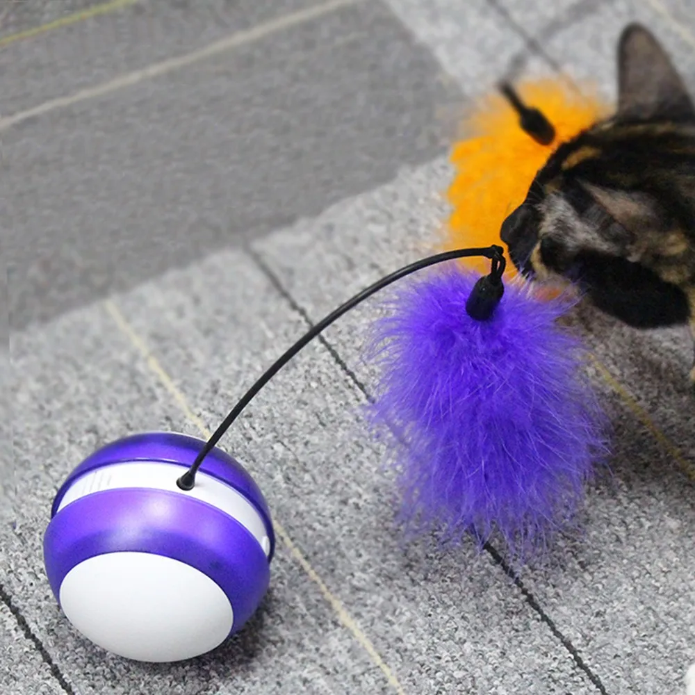 Интерактивная игрушка для кошек светодиодный шар электрический шар для кошек Pet Rolling Flash Sound Ball перьевая кошачья игрушка два режима регулируемый без аккумулятора