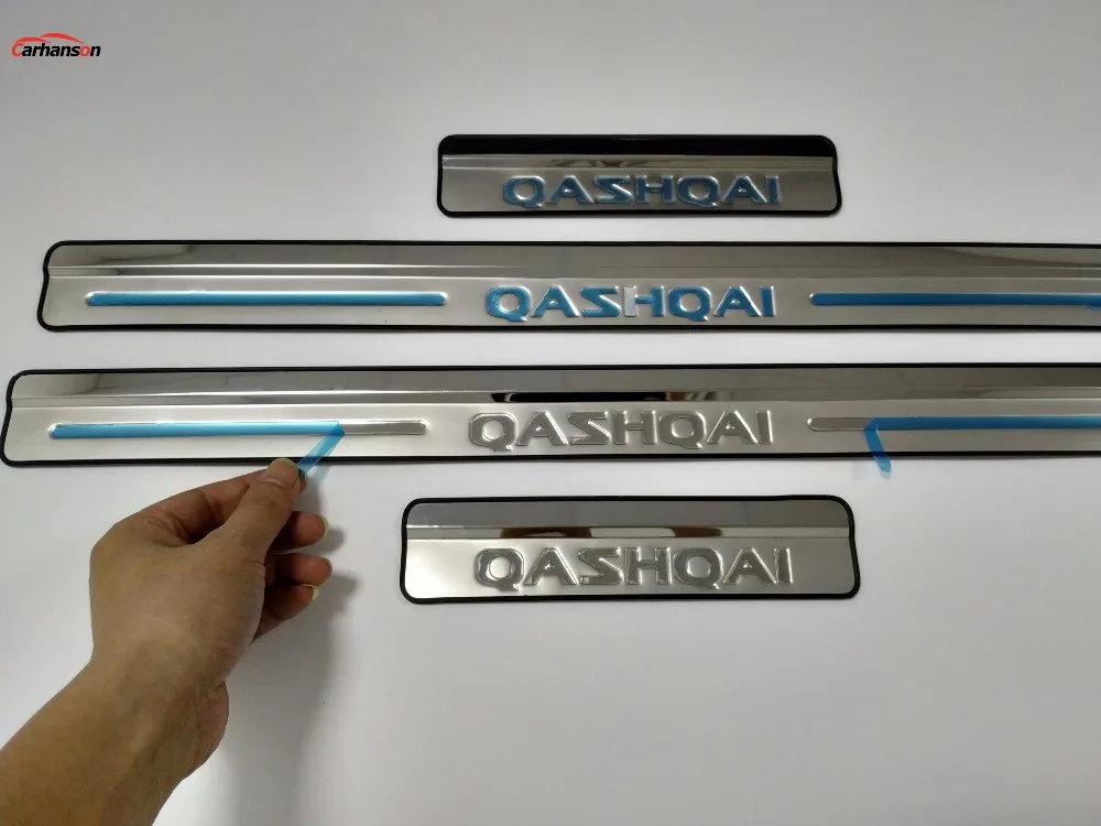 Дополнительная наклейка для автомобиля Nissan Qashqai J10 2007-2013 Накладка на порог защита из нержавеющей стали защита авто-Стайлинг отделка