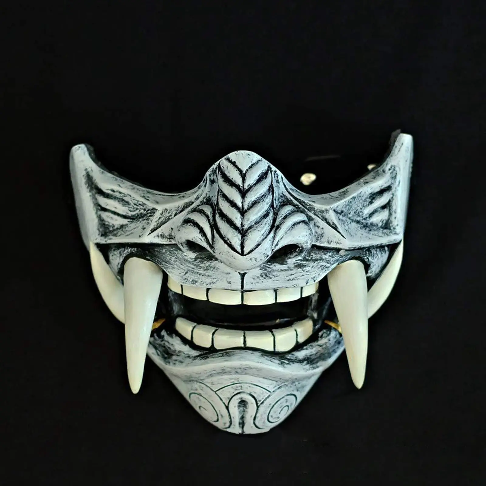 Blue Kitsune Fox Fangs Half Mask