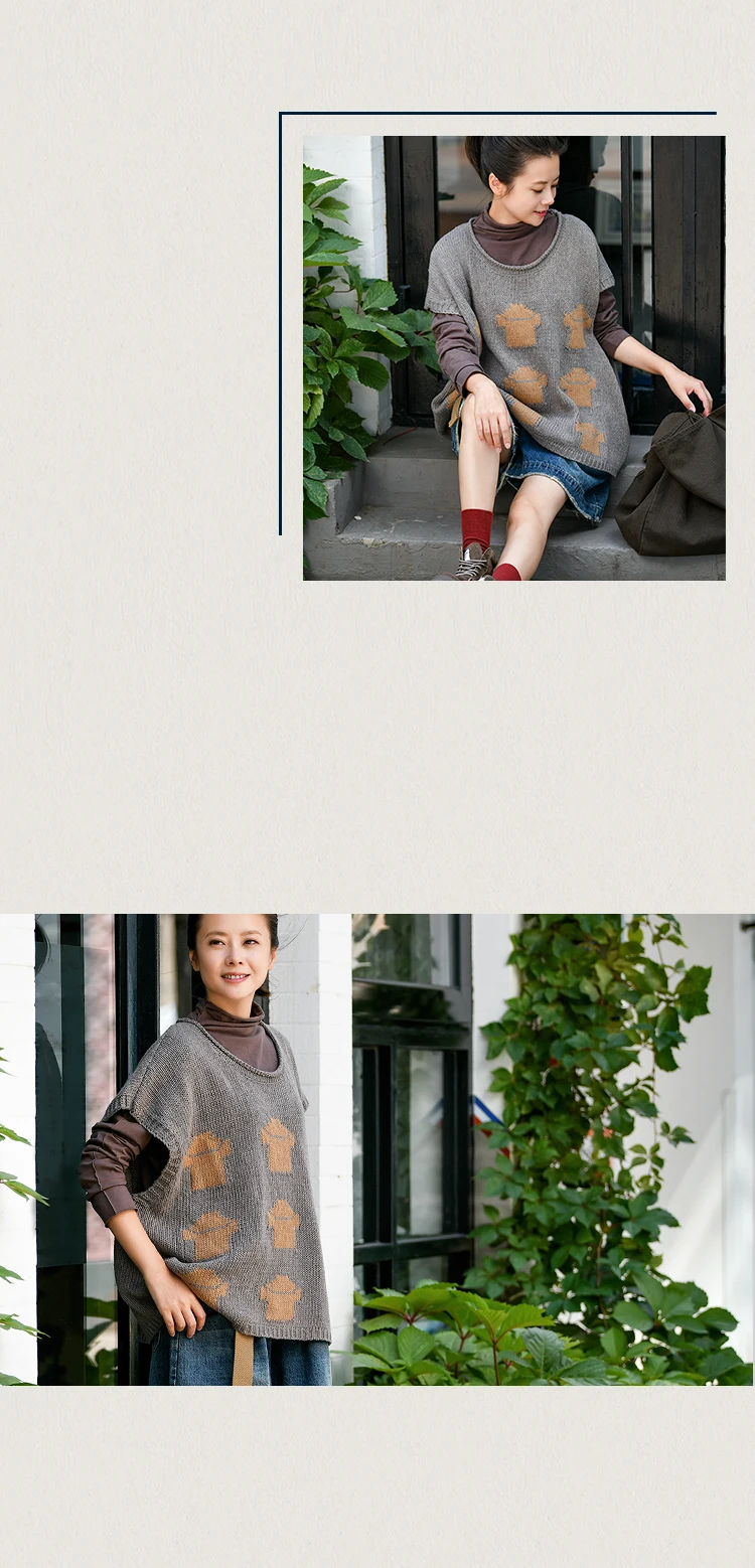 V6006 художественный и художественный волшебный цветной иностранный стиль Джокер свободный уменьшающий возраст вязаный жилет женский
