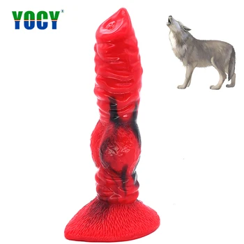 YOCY Red And Black Animal Fantasy Dildo Huge Horse Fake Penis Realistic Silicone Anal Butt Plug Sex Toy For Women Masturbate 2