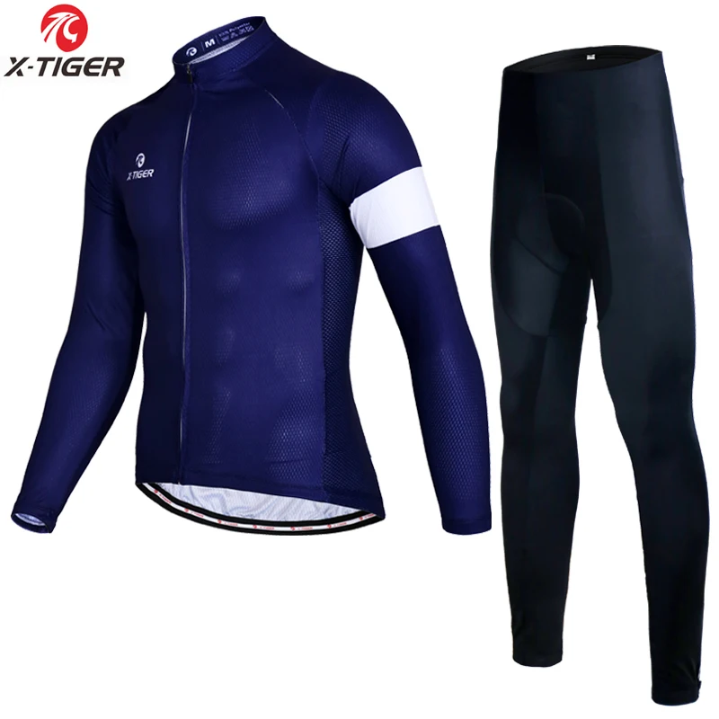 Jerseys and Pant X-Tiger, осенний комплект одежды для велоспорта с длинным рукавом, дышащая одежда для велоспорта, анти-пот, MTB велосипед, велосипедная майка, Ropa Maillot Ciclismo - Цвет: Jerseys and Pant