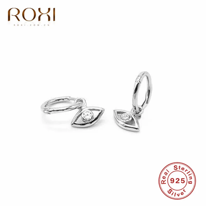 ROXI серьги из стерлингового серебра 925 пробы маленькие полые глаза кубический цирконий маленькие серьги-гвоздики для женщин модные вечерние Ювелирные изделия Подарки - Окраска металла: Платиновое покрытие