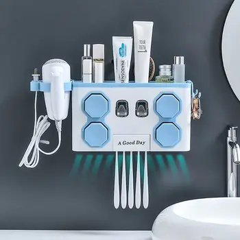 

Toothpaste Dispenser Squeezer Wall Mount and Anti-dust Toothbrush Holder