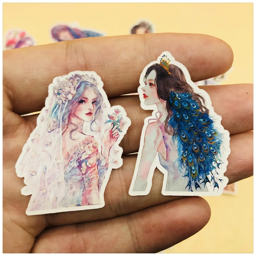 

33Pcs/Set Hand Draw Young Girls Sticker DIY Craft Scrapbooking Album Junk Journal Planner Decorative Stickers