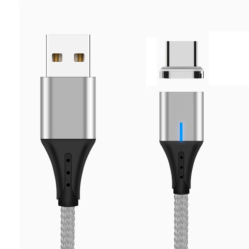 Silver IONCT 3A Быстрая зарядка USB-C Магнитный кабель для Xiaomi 5 samsung Android мобильный телефон шнур провод магнит Зарядное устройство usb Тип C кабель - Цвет: Silver