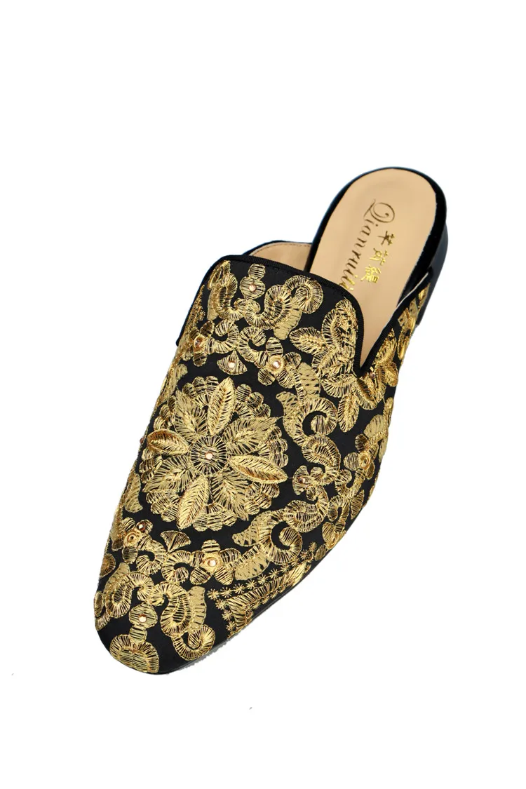 Buonoscarpe/весна-осень; стиль; модная обувь на плоской подошве в стиле ретро; Мужская обувь из ткани желтого цвета с ручной вышивкой; модельные туфли с вышивкой